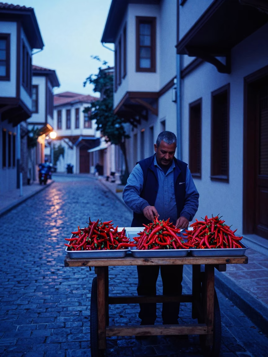 Izmir Blue Hour at The Last Blue Light Of Evening in in Izmir, Turkey