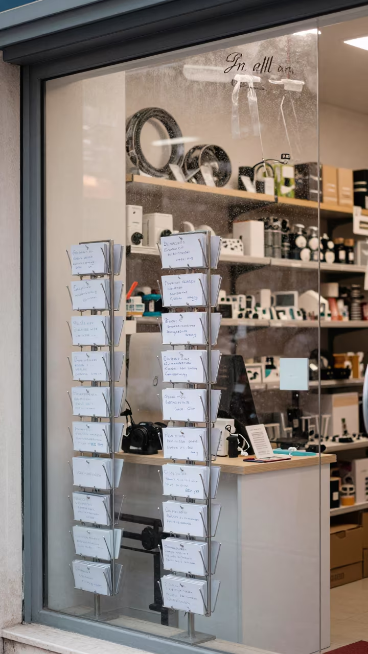 Izmir Hardware Store Curbside Pickup Rack in along a front-of-store display run in Izmir