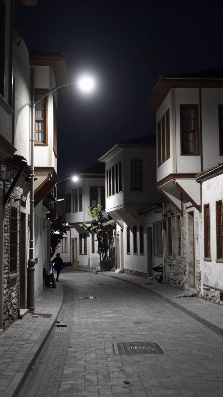 Izmir Street Scene at Midnight Light in in Izmir, Turkey