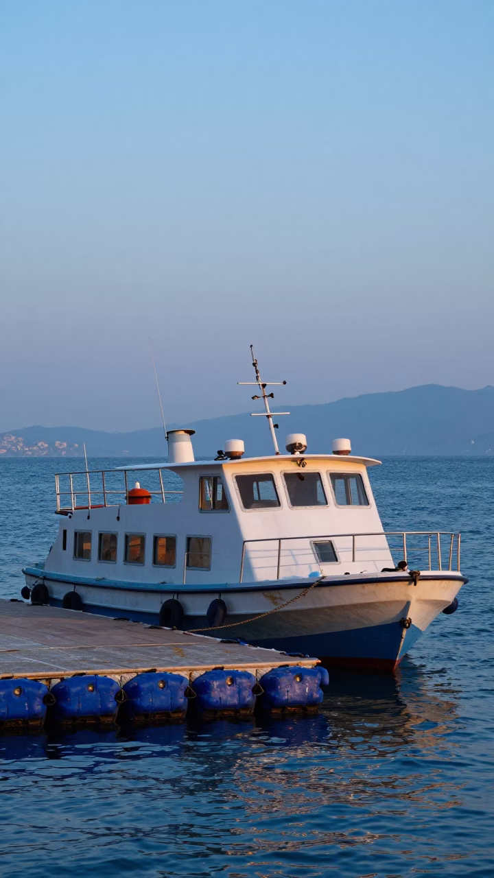 Izmir Turkey Nautical Dawn Water Taxi Floating Dock Coastal Morning Light in in Izmir, Turkey