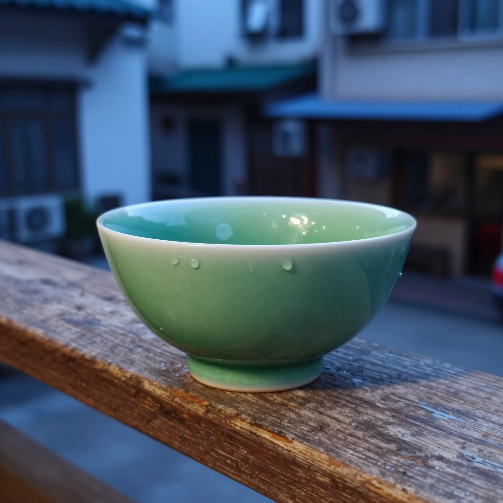 Jade-green Ceramic Bowl in Hong Kong in in Hong Kong
