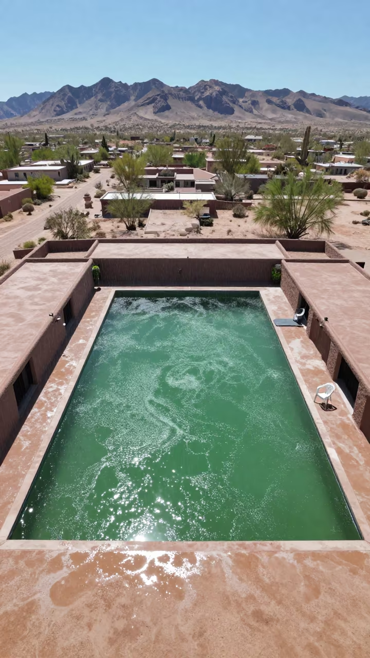 Jade Lagoon Above Arizona Rooftops Noon in high above patterned rooftops in Arizona