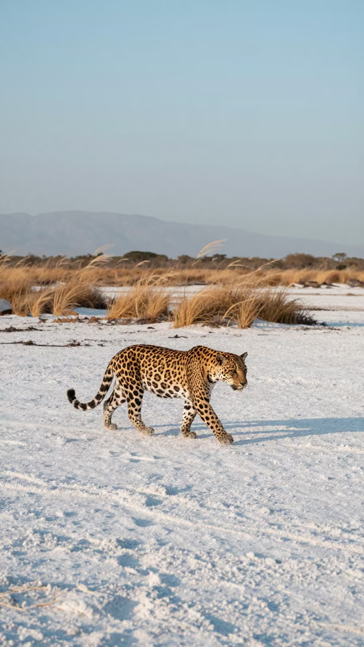 Jaguar Crossing Salt Marsh at Tidal Inlet in beside a tidal inlet in Djibouti
