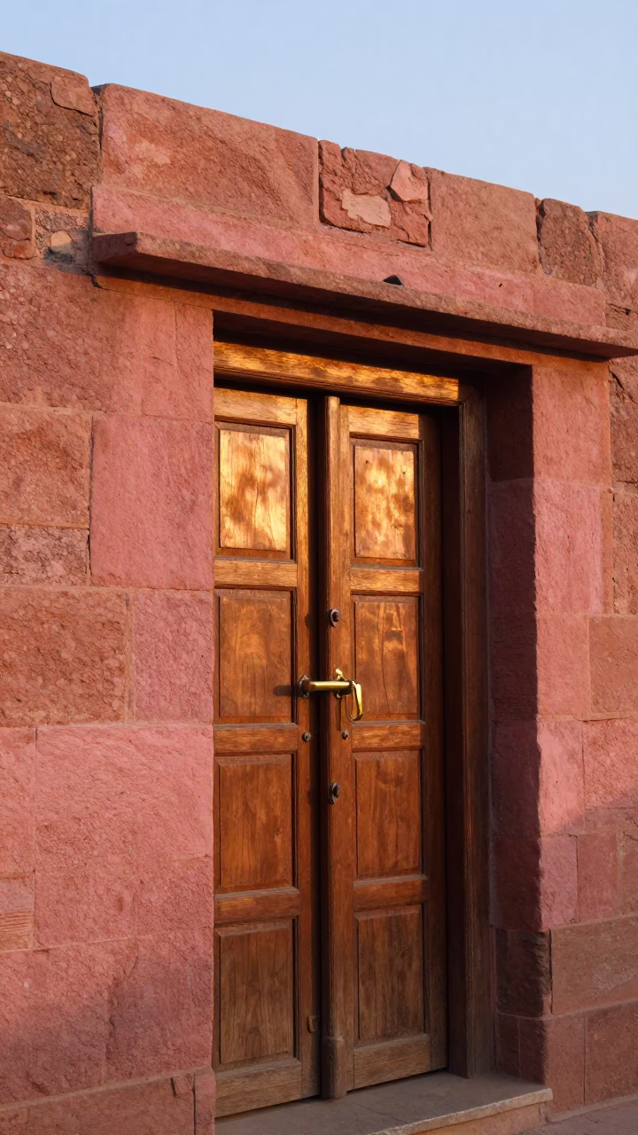 Jaipur India Before Dusk Copper Light Stone Wall Latch Terracotta Bowl in in Jaipur, India