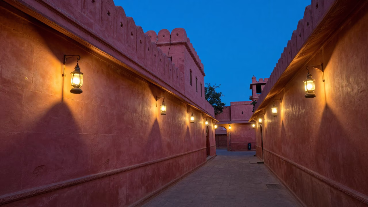 Jaipur India Nautical Dawn Lantern Lit Alleyway Street Photography in in Jaipur, India