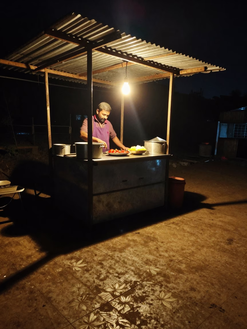 Jaipur Kitchen Scene at Midnight Light in in Jaipur, India