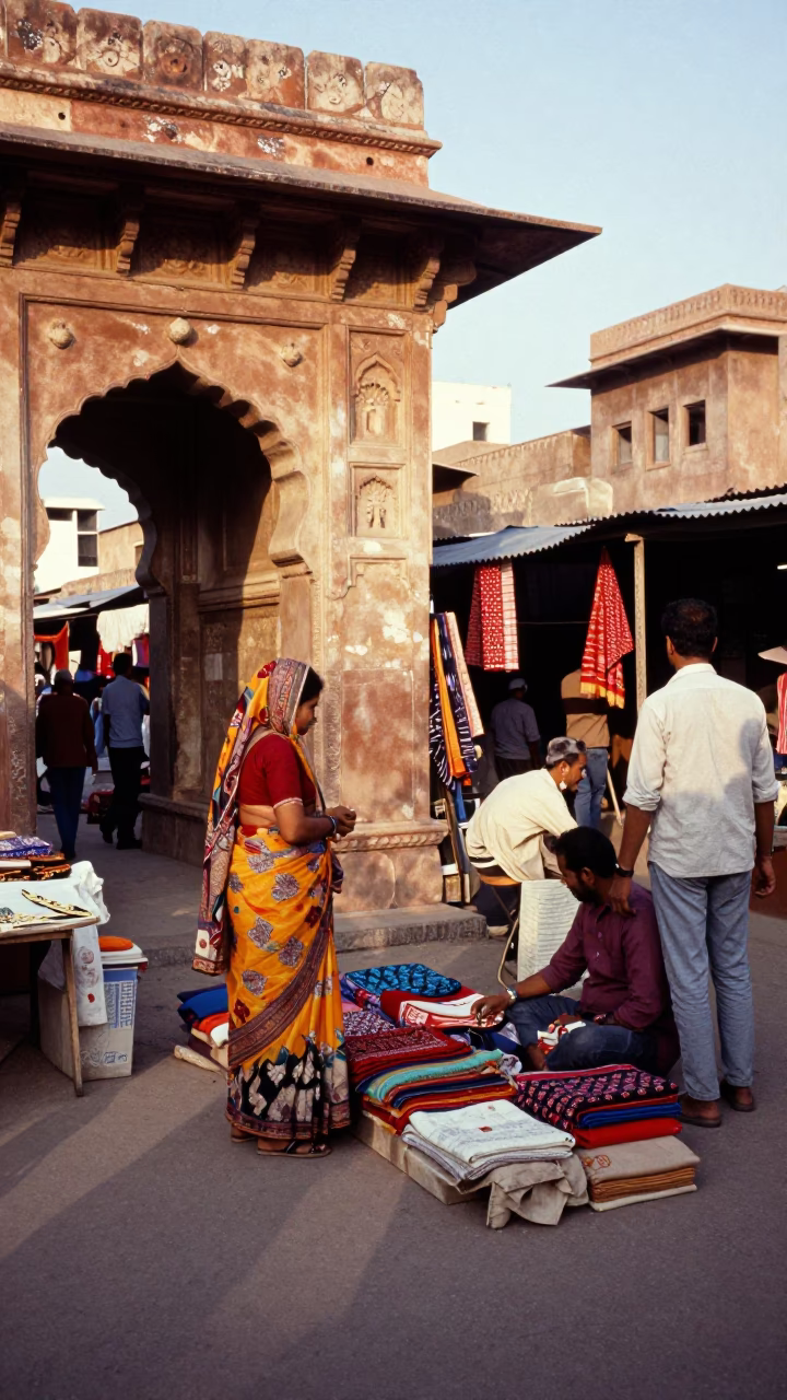 Jaipur Market Afternoon at The Early Afternoon Light in in Jaipur, India