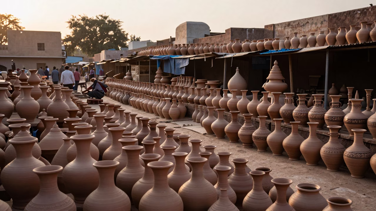 Jaipur Pottery Market at First Light Of Dawn in in Jaipur, India