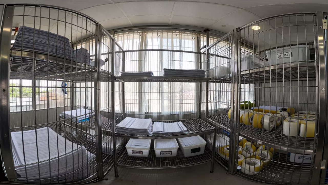 Jaipur Returns Cage Before Sunrise in inside a chilled distribution bay in Jaipur