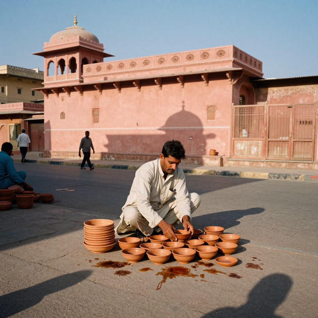 Jaipur Street Corner Afternoon Tea Stains and Serving Bowls in in Jaipur, India