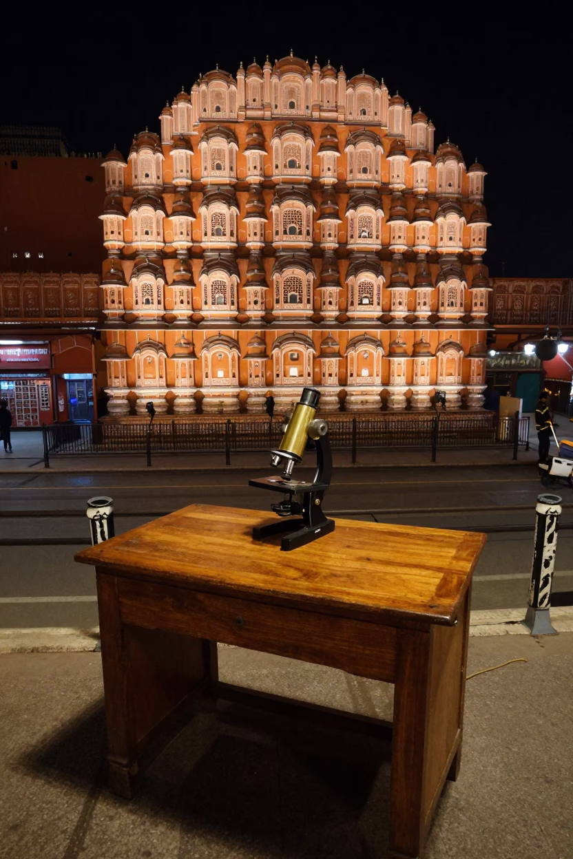 Jaipur Street Scene at Deep In The Night Light in in Jaipur, India