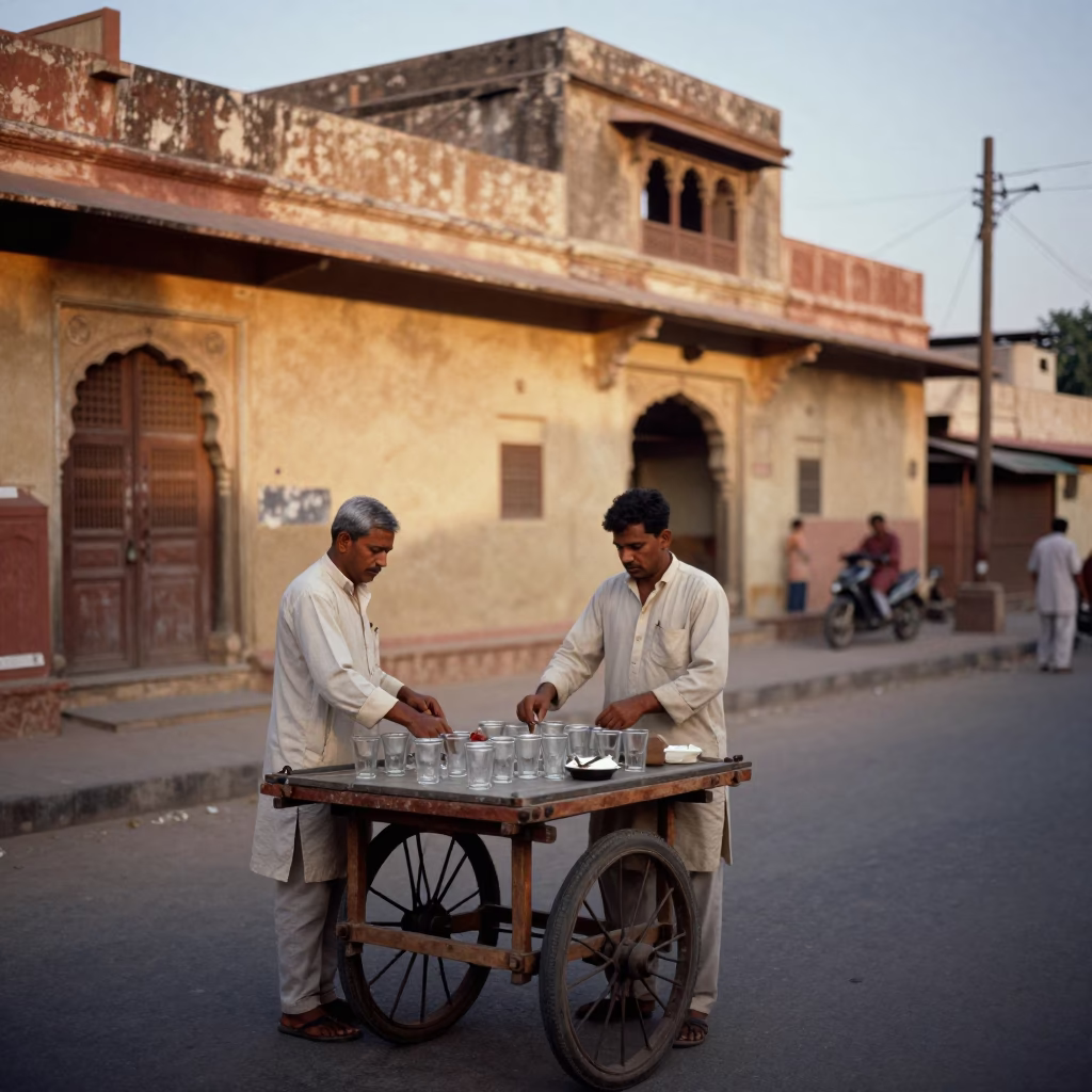 Jaipur Street Scene at Evening Light in in Jaipur, India