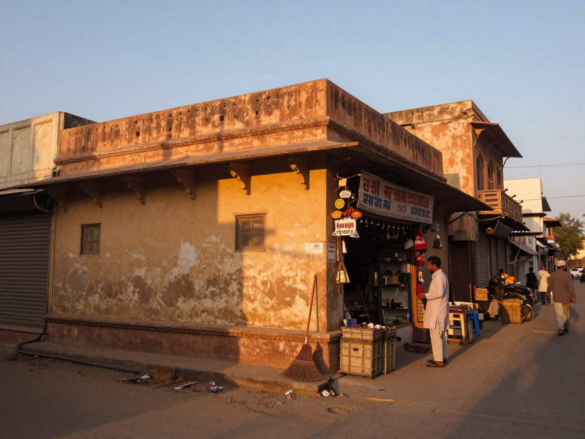 Jaipur Street Scene at Sunset Light in in Jaipur, India
