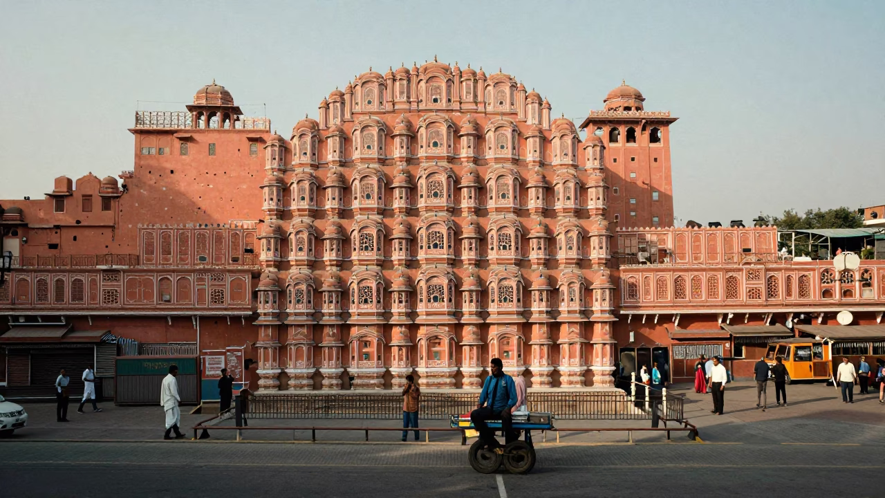 Jaipur Street Scene at The Late Morning Light in in Jaipur, India