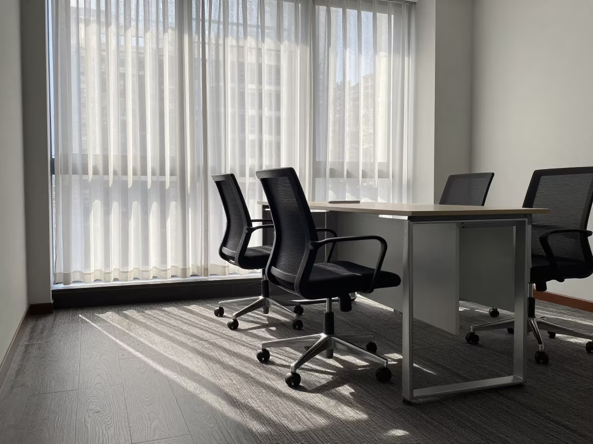 Jakarta Reception Desk Stool Rack Noon Light in at an office reception desk in Jakarta