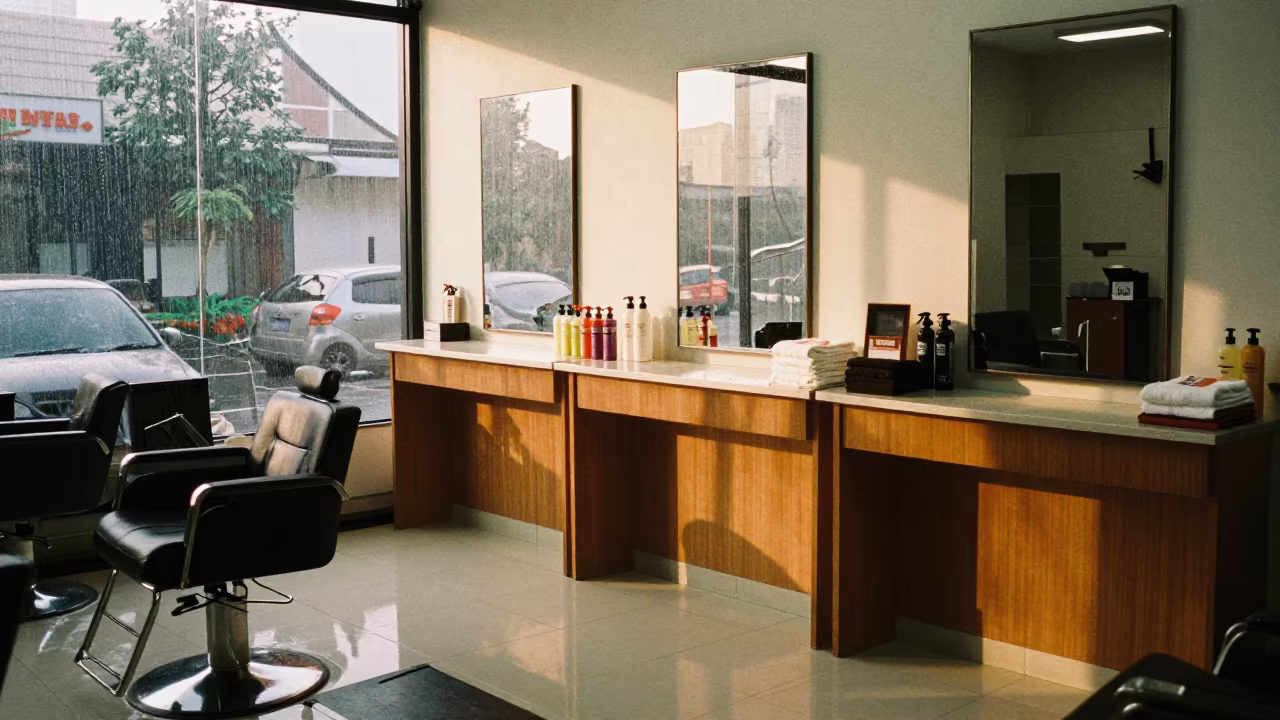 Jakarta Salon Backbar Dawn Quiet in inside a salon row in Jakarta