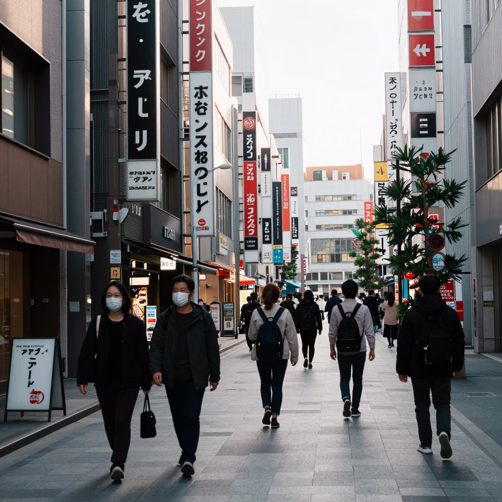 Japanese Architecture in Fukuoka at The Late Morning Light in in Fukuoka, Japan