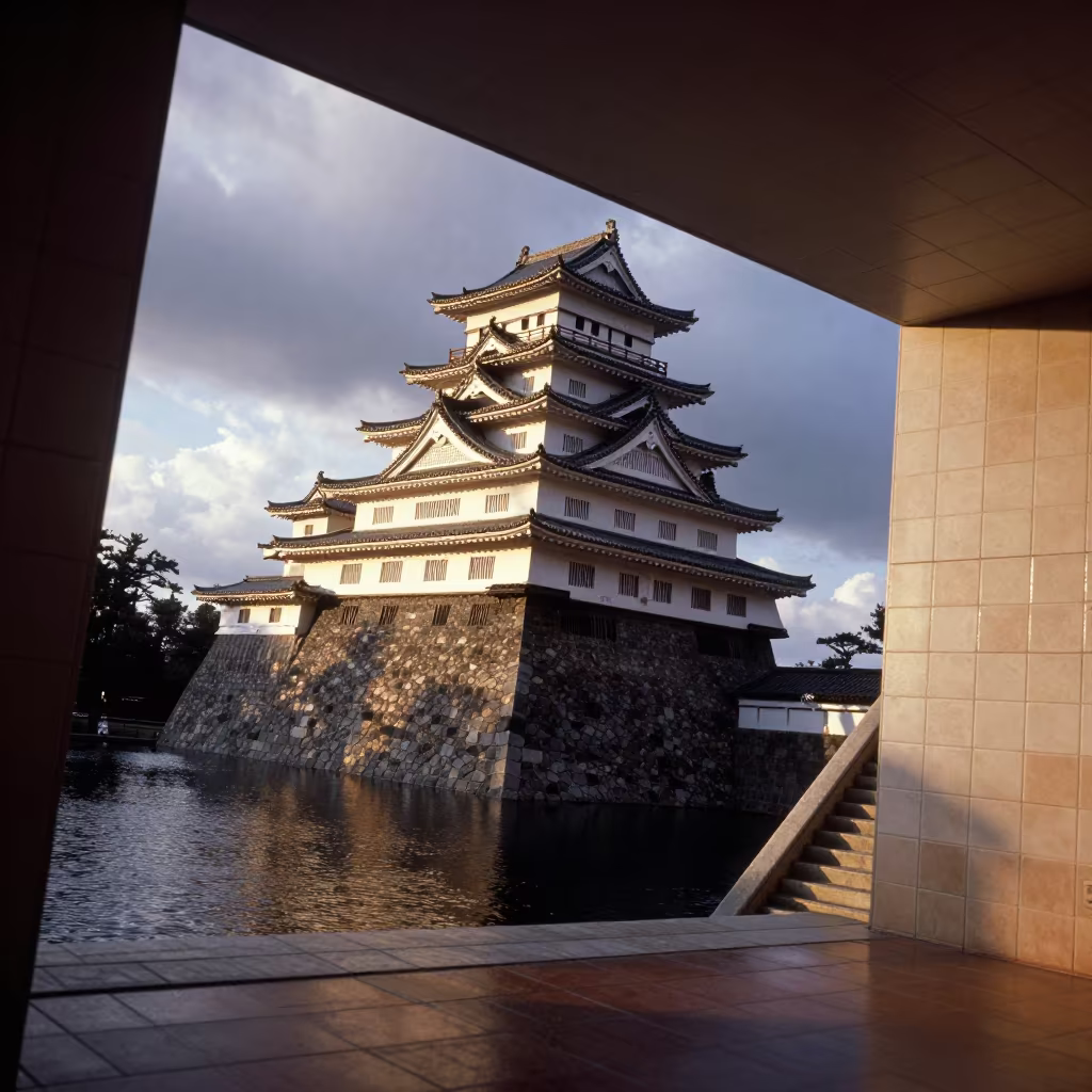 Japanese Castle Keep in Katsina Stair Hall in inside a tiled stair hall in Katsina