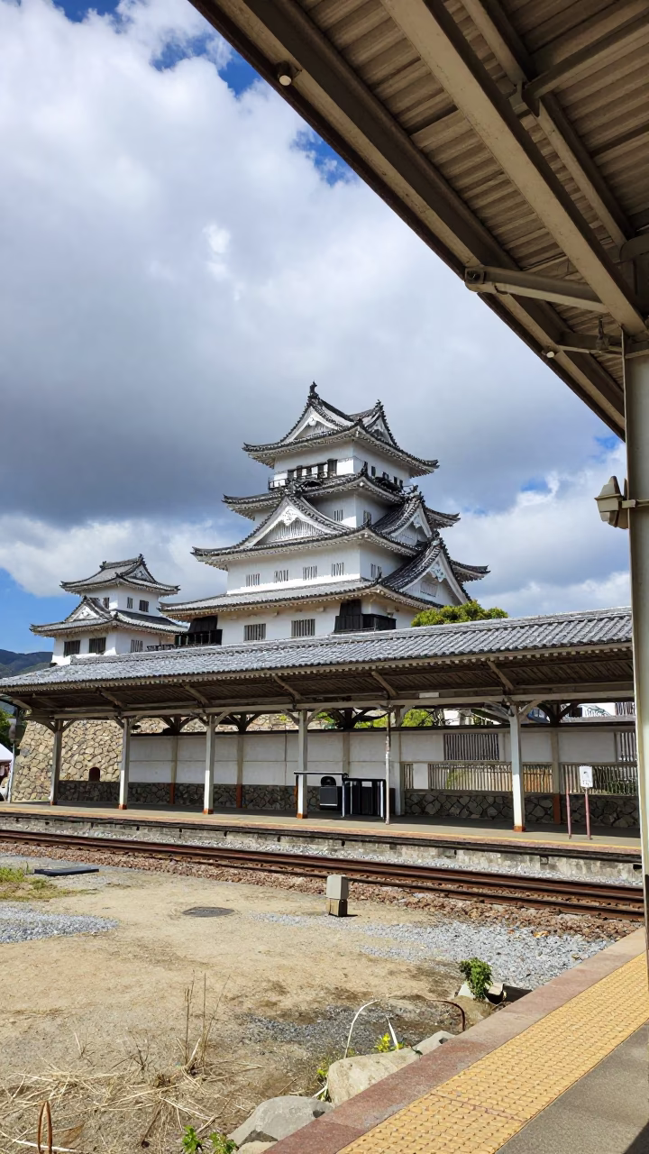 Japanese Castle Keep Inside Médéa Train Terminal in inside a restored train terminal in Médéa