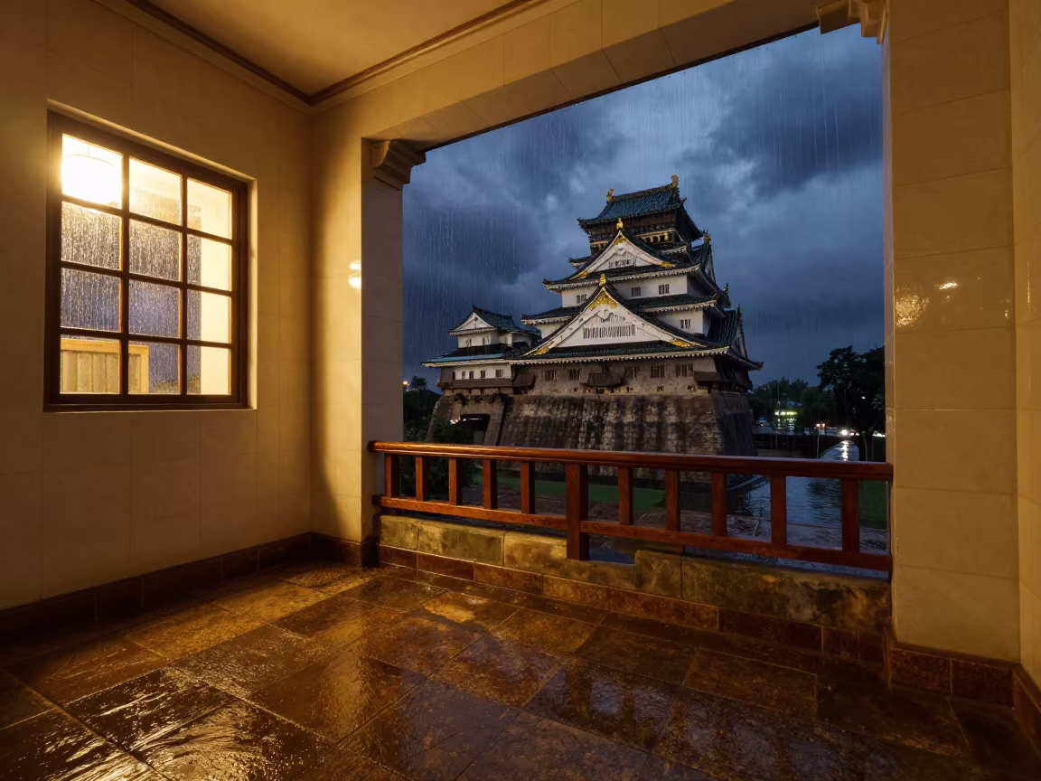 Japanese Keep Inside Vijayapura Night Stair in inside a tiled stair hall in Vijayapura