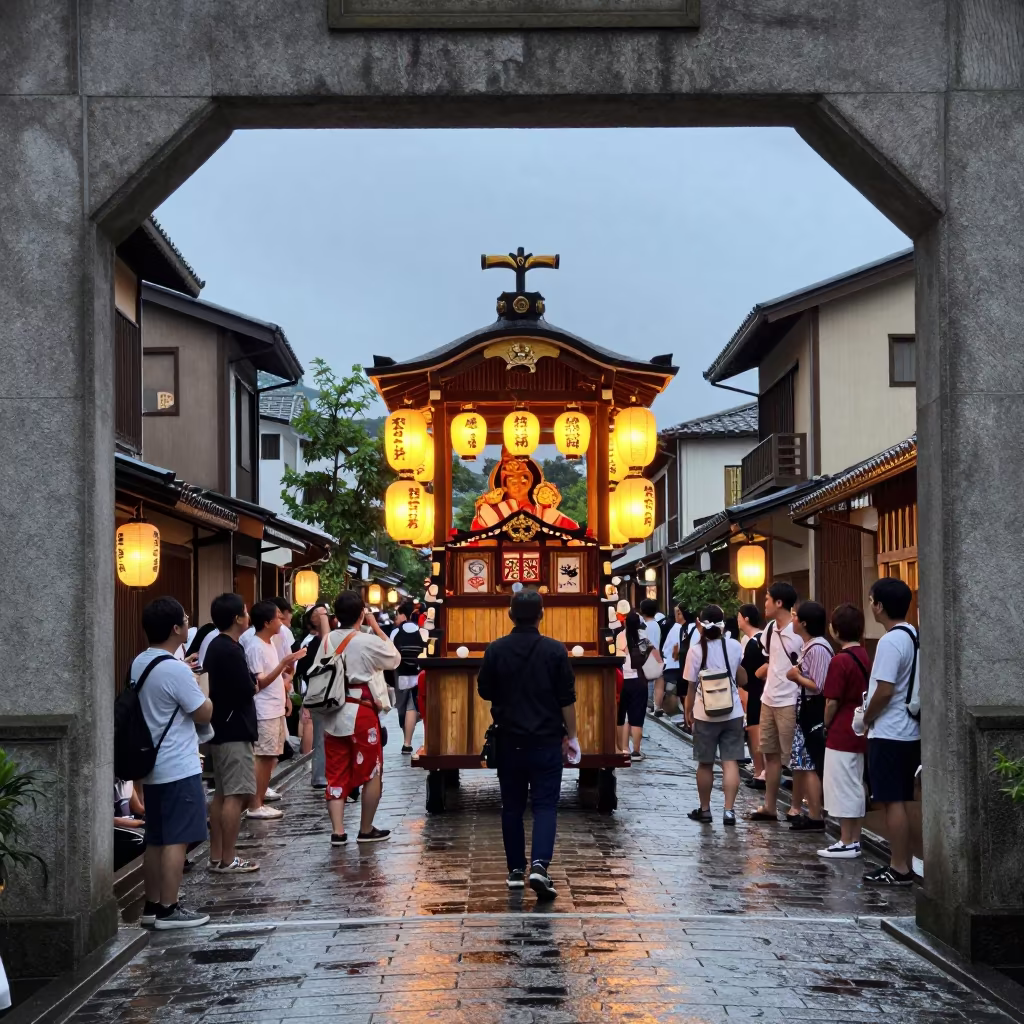 Japanese Nebuta Festival Floats Merca Street in at a festival street procession near Merca
