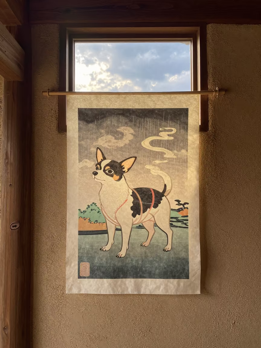 Japanese Print in Chihuahua Hall in in a ceremonial hall in Chihuahua