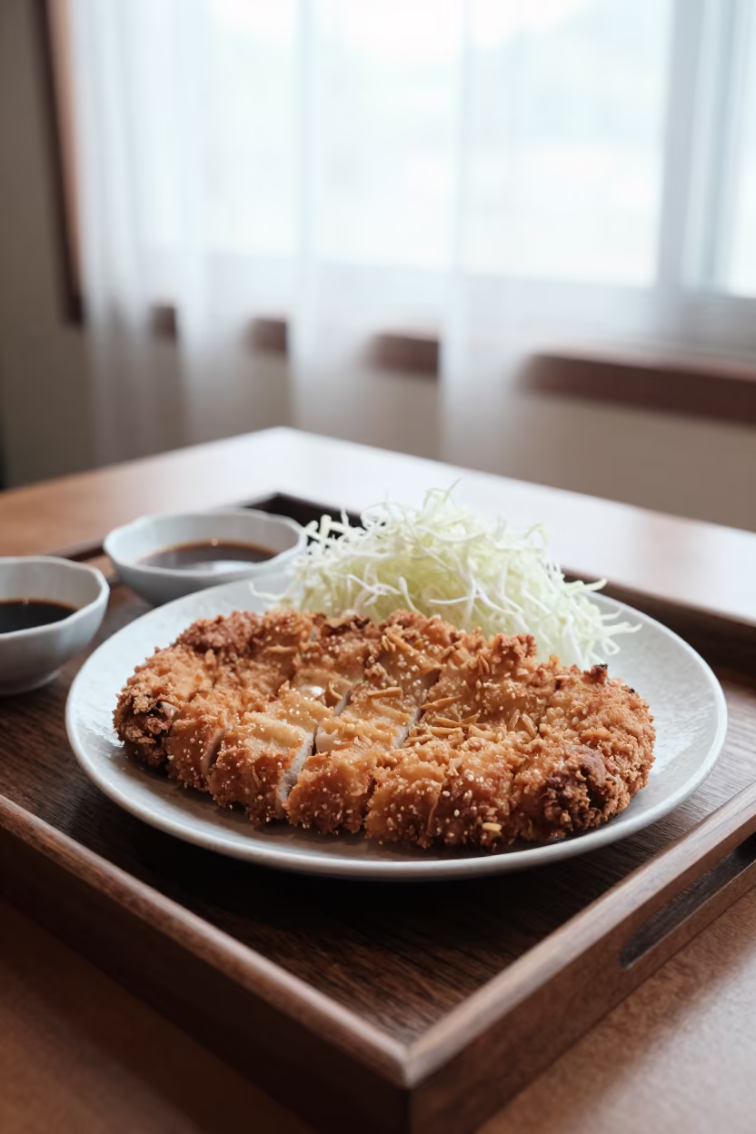 Japanese Tonkatsu Cabbage Tea House Tray Vadodara in on a tea house tray in Vadodara