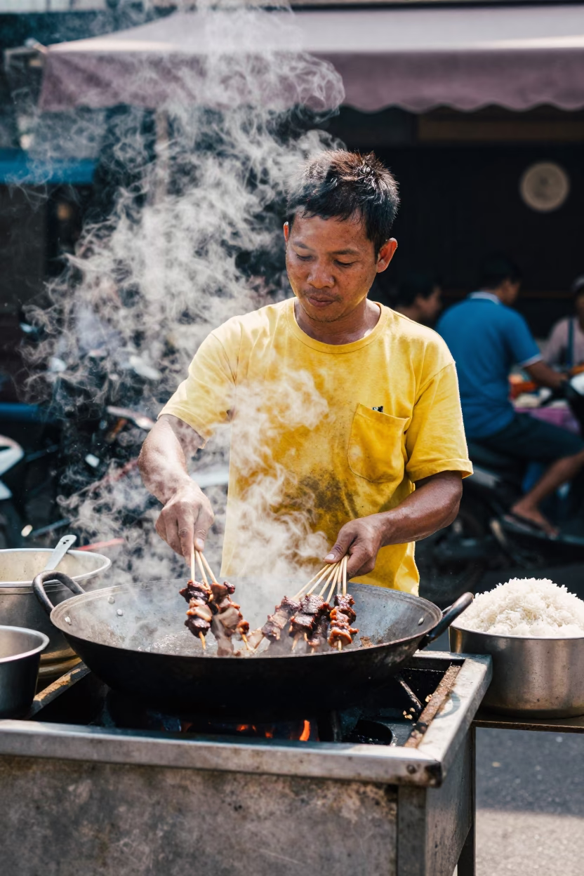 Jasmine Rice in Phnom Penh at Midday Light in in Phnom Penh, Cambodia