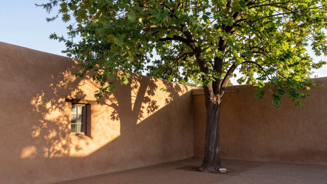 Jasmine Trellis in Santa Fe at As First Light Reaches The Scene in in Santa Fe, New Mexico, United States