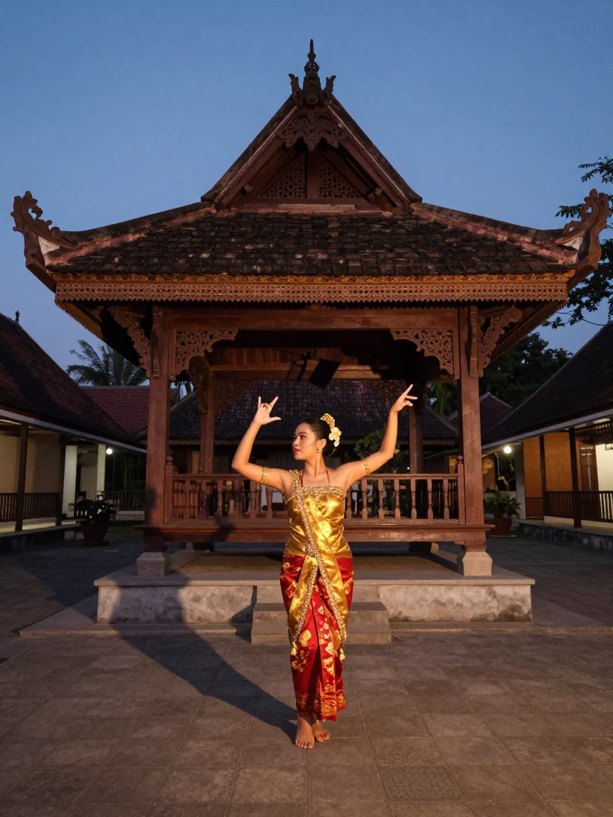 Javanese Dancer in Nanning Palace Courtyard in in Nanning
