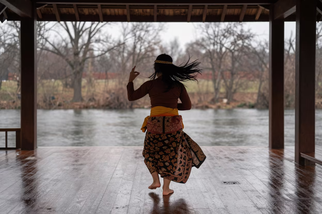 Javanese Dancer in Washington DC Winter Wind in in Washington DC