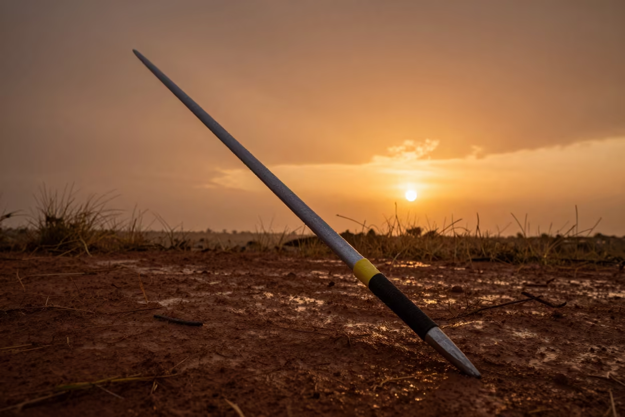 Javelin Field Glistening After Evening Shower in on a mountain path near Ilorin