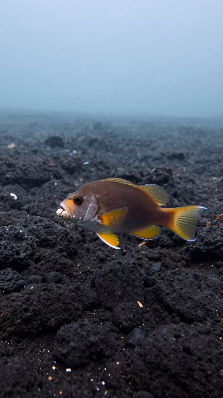 Jawfish Incubating Eggs Near Mumbai Volcanic Drop-off in beside a volcanic drop-off near Mumbai
