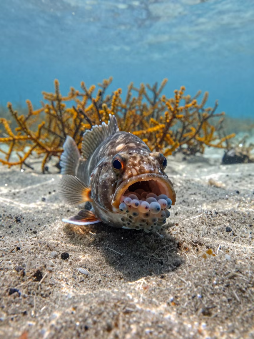 Jawfish Incubating Eggs in Portugal Sea in in Portugal