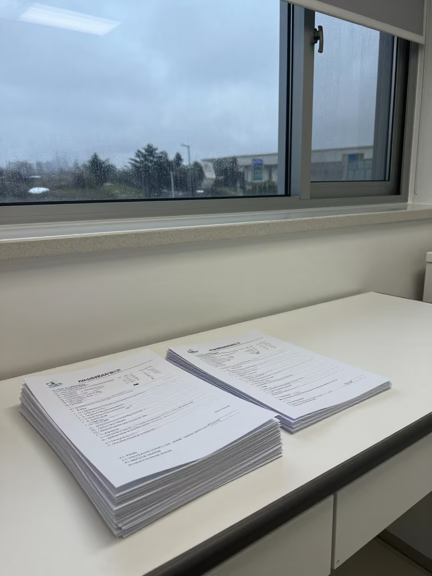 Jeju Surgery Center Implant Sticker Files in at a nurse station work surface in Jeju