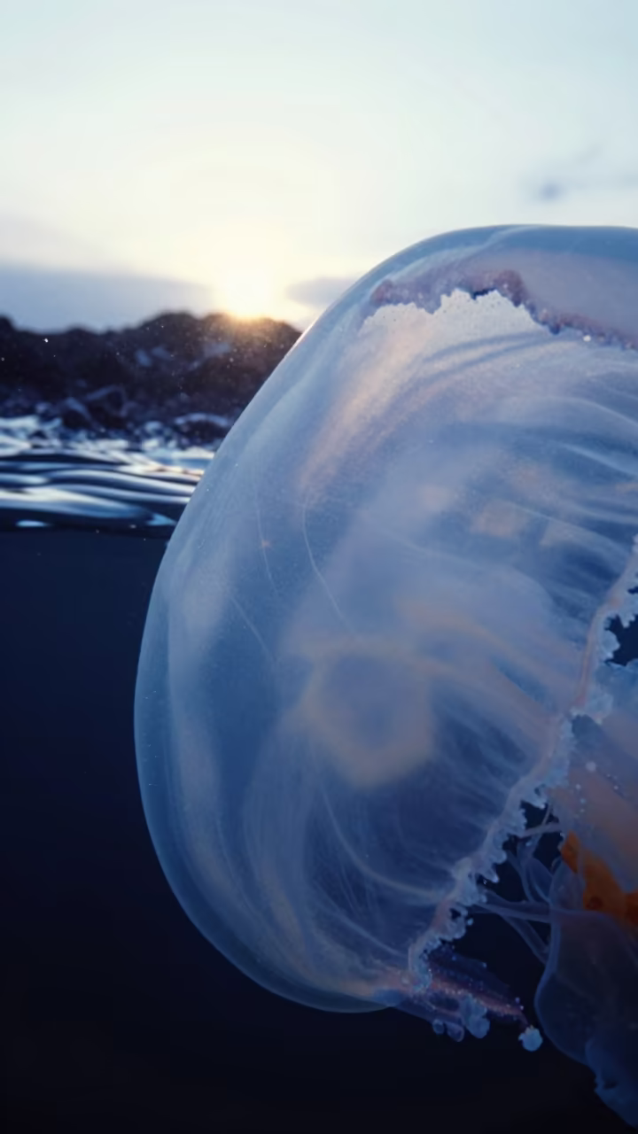 Jellyfish Bell Margin Dawn Vancouver Coast in beside a volcanic drop-off near Vancouver