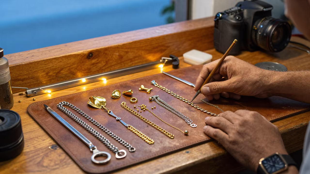 Jeweler Bench Findings in Santiago Workshop in inside a goldsmith workshop behind the market lane in Santiago de Veraguas