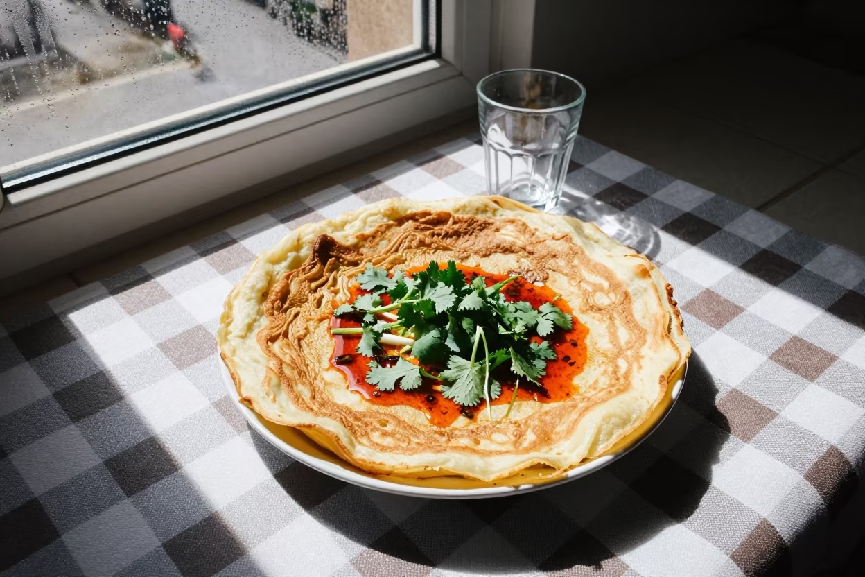 Jianbing Crepe Picnic in Catania Midday in on a picnic blanket in Catania