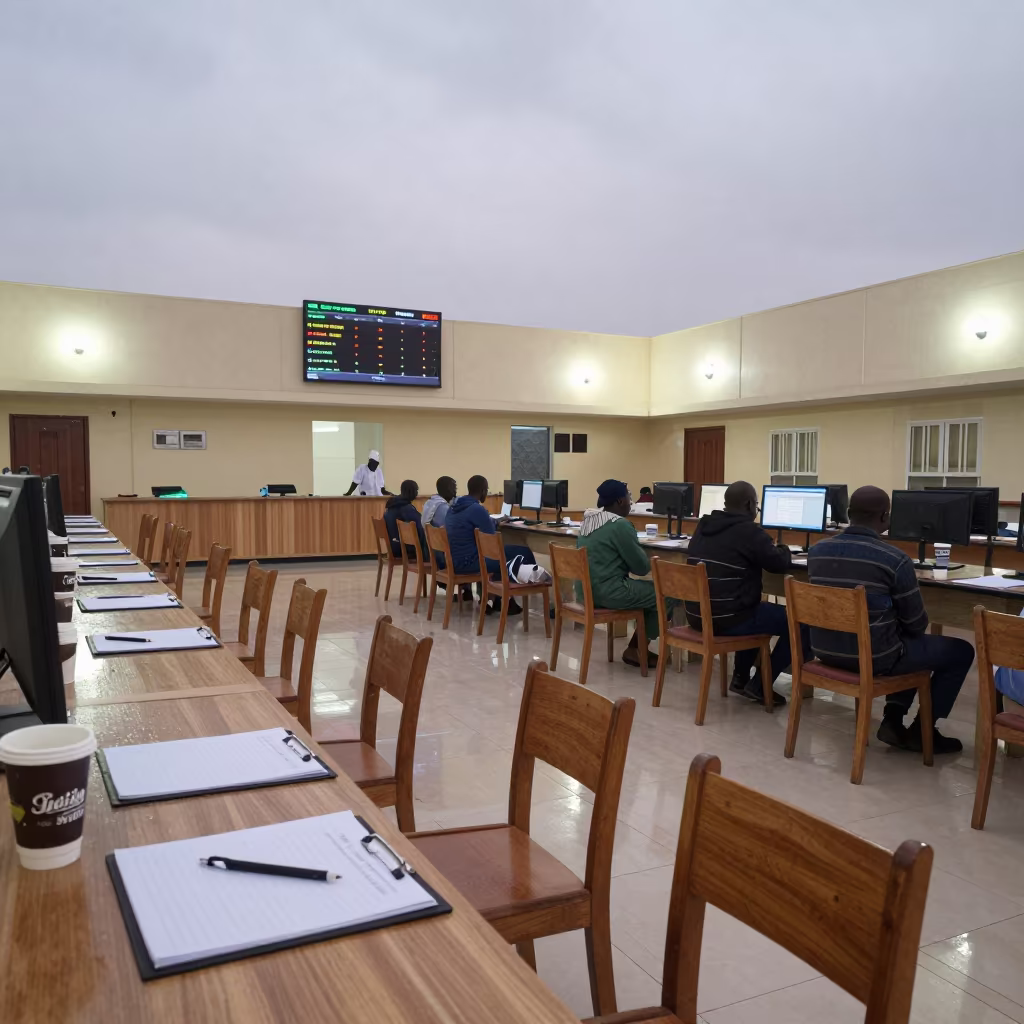 Jijiga Clinic Waiting Room Dawn Rainy Season Light in inside a clinic exam room in Jijiga