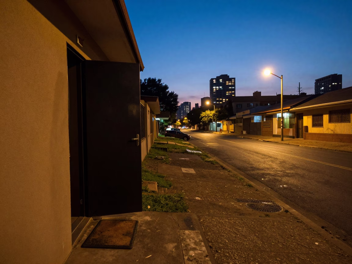 Johannesburg City Lights Glow Evening Street Scene with Door Mats and Urban Life in in Johannesburg, South Africa