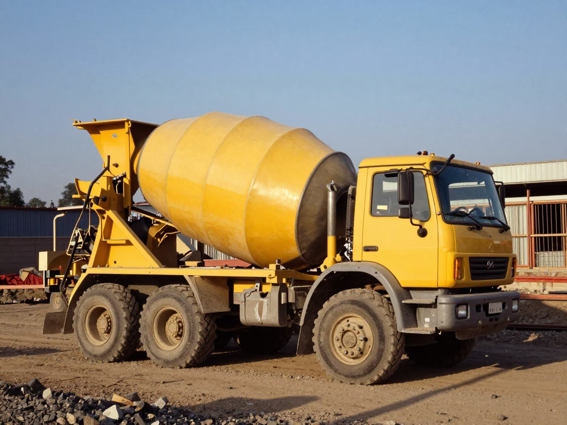 Johannesburg Construction Site Cement Mixer in Late Afternoon Sunlight in in Johannesburg, South Africa