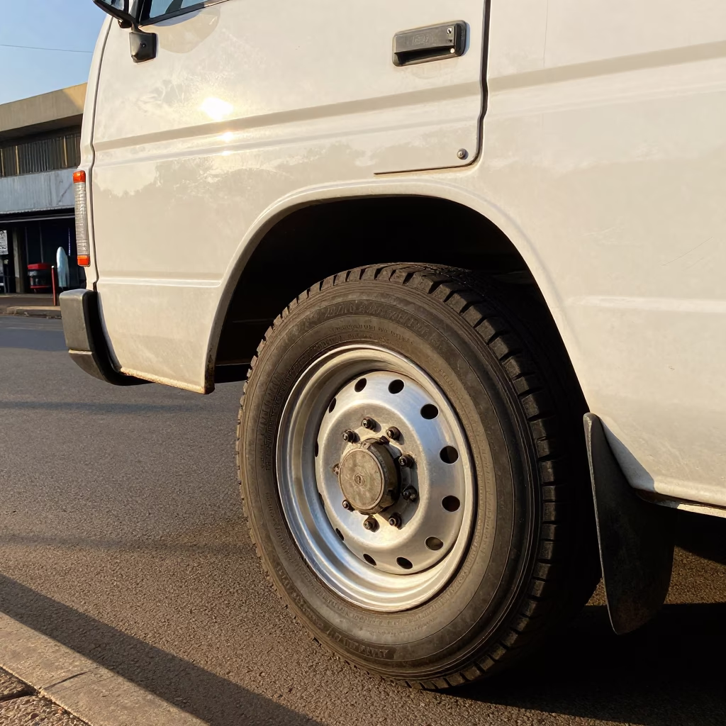 Johannesburg Late Morning Street Scene with Brushed Steel Rim and Solar Array in in Johannesburg, South Africa