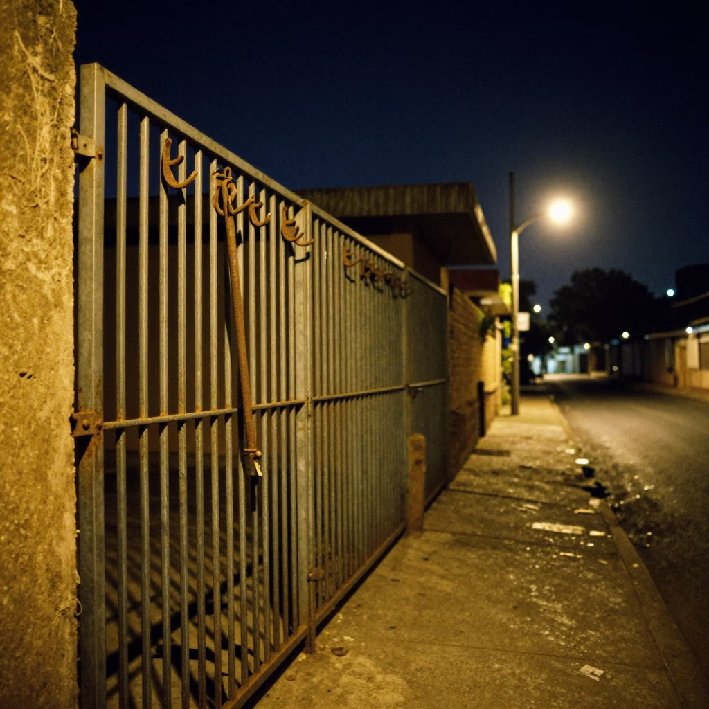 Johannesburg Night Street Scene with Tool Hooks and Urban Details in in Johannesburg, South Africa