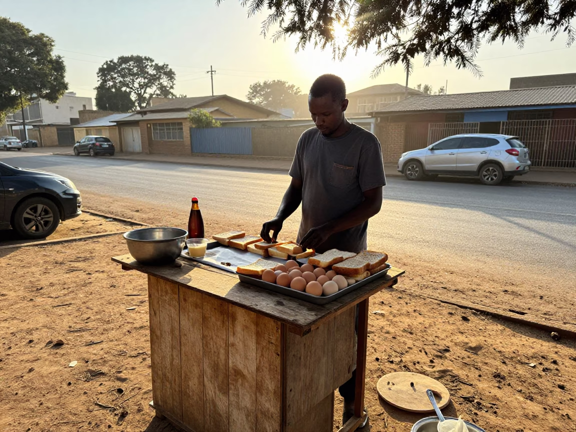 Johannesburg Preparing Breakfast at The Early Morning Light in in Johannesburg, South Africa