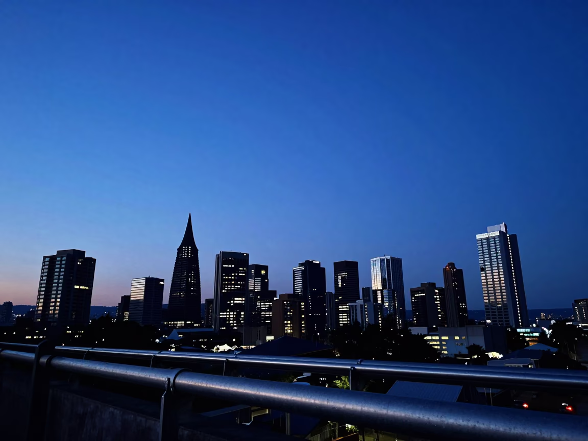 Johannesburg Skyline Horizon at Blue Hour with Industrial Metal Details in in Johannesburg, South Africa