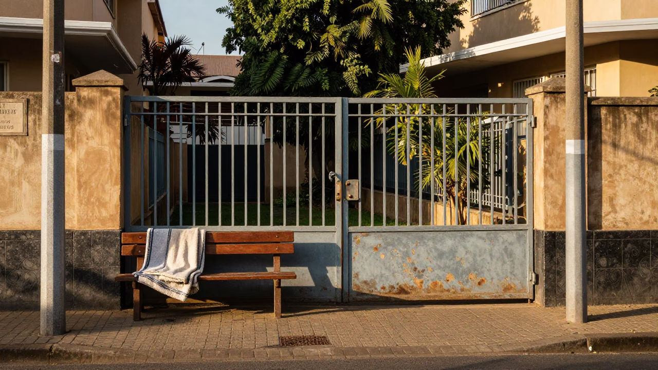 Johannesburg South Africa Early Afternoon Street Scene with Garden Gate and Blanket in in Johannesburg, South Africa