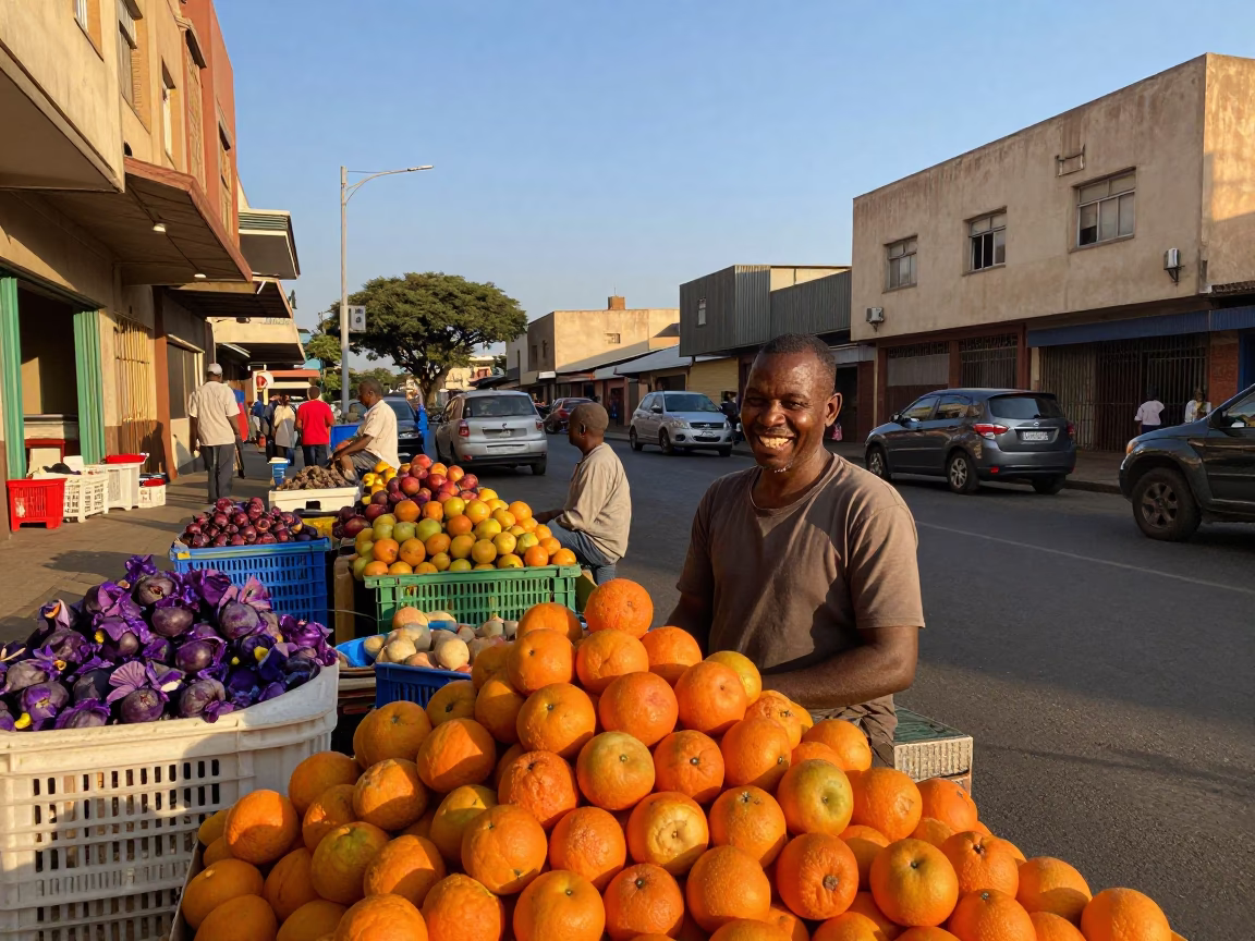 Johannesburg South Africa Late Afternoon Street Scene with Nectarines and Plumbago Hedge in in Johannesburg, South Africa