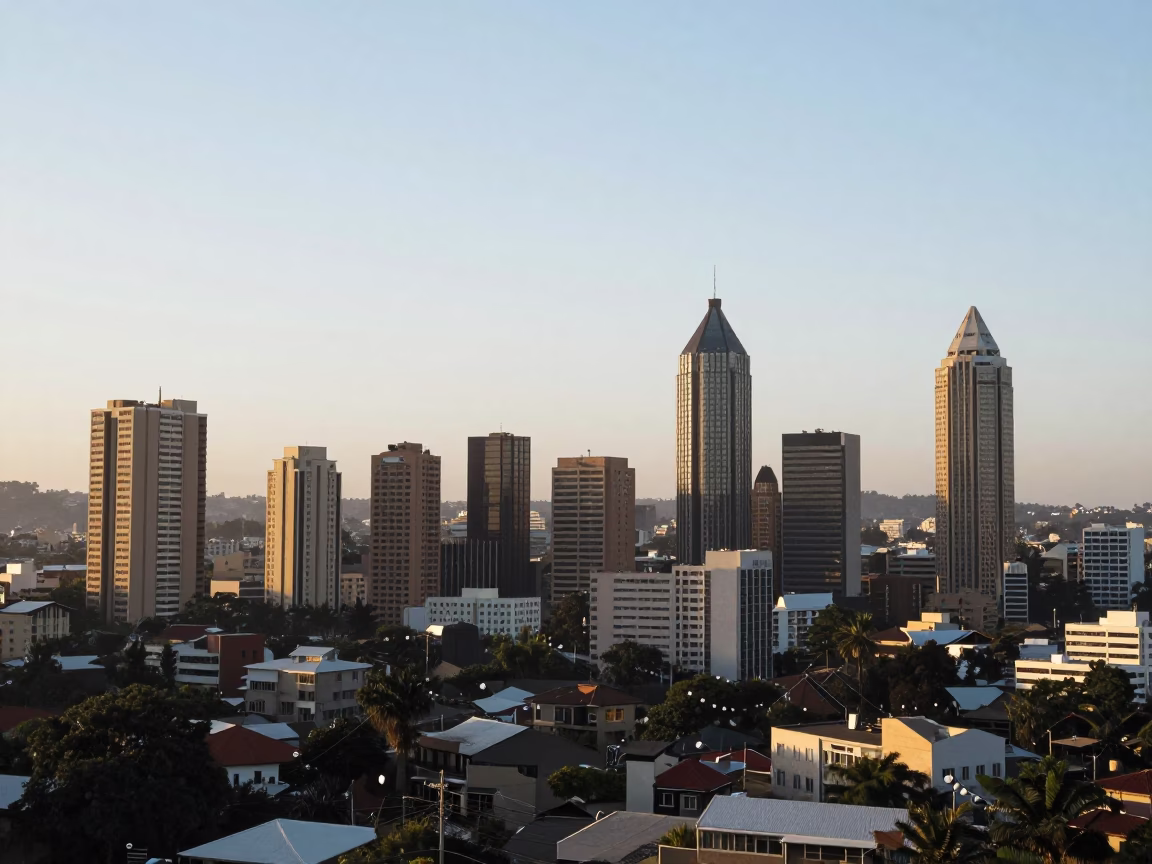 Johannesburg South Africa Late Morning Urban Landscape Skyline Horizon View in in Johannesburg, South Africa