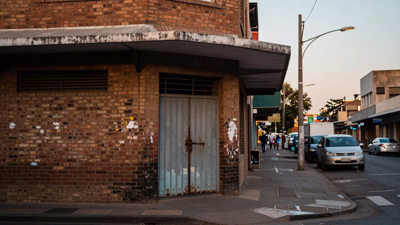 Johannesburg South Africa Nautical Dawn Street Scene with Paint Flecks and Doorknob in in Johannesburg, South Africa