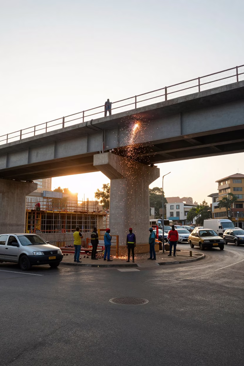 Johannesburg South Africa Sunrise Street Scene with Workers and Urban Activity in in Johannesburg, South Africa